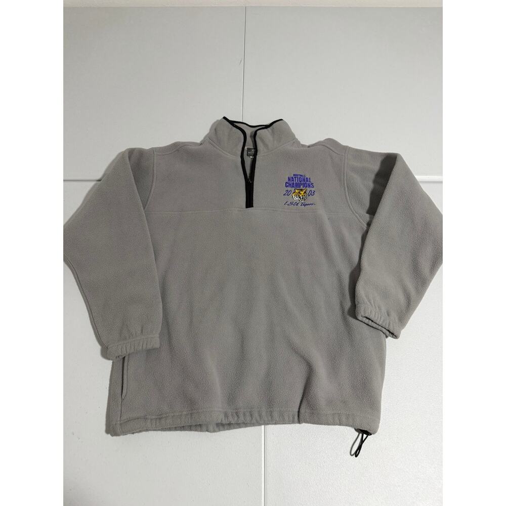 LSU Tigers 2003 National Champions Gray Quarter Zip Fleece Size M